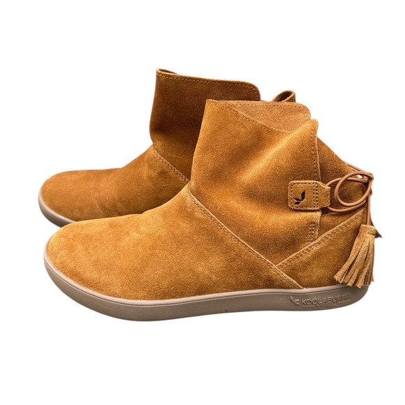 KOOLABURRA by UGG Suede Ankle Boots Tassel Tan Women's Size 8 Fringe Boho NWOT - Picture 1 of 5